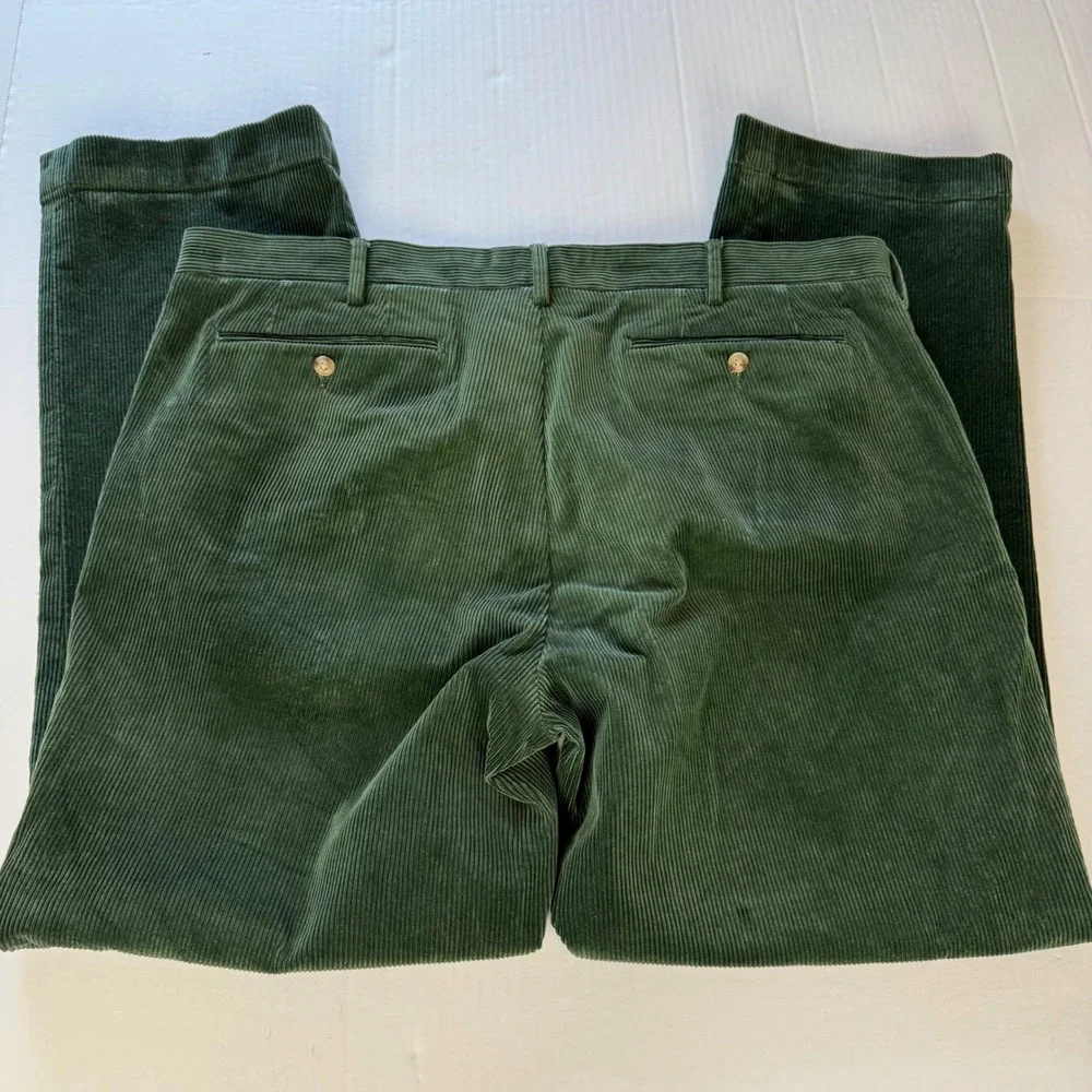 Polo Ralph Lauren Mens Green Corduroy Pants Classic Fit Stretch 40x32 Wide Wale
